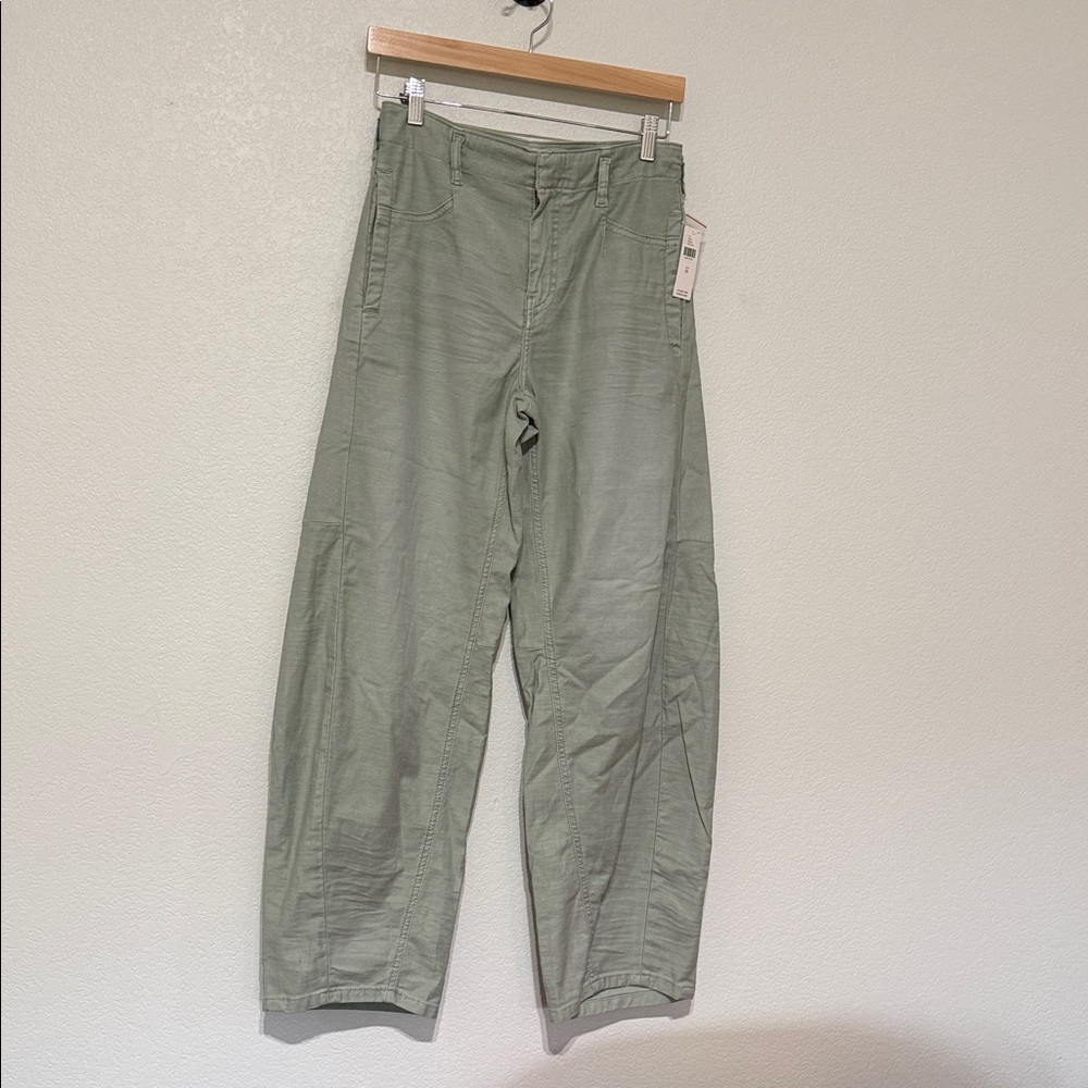 NWT Pilcro Light Olive Green Barrel Balloon Wide Leg Relaxed Utility Pants